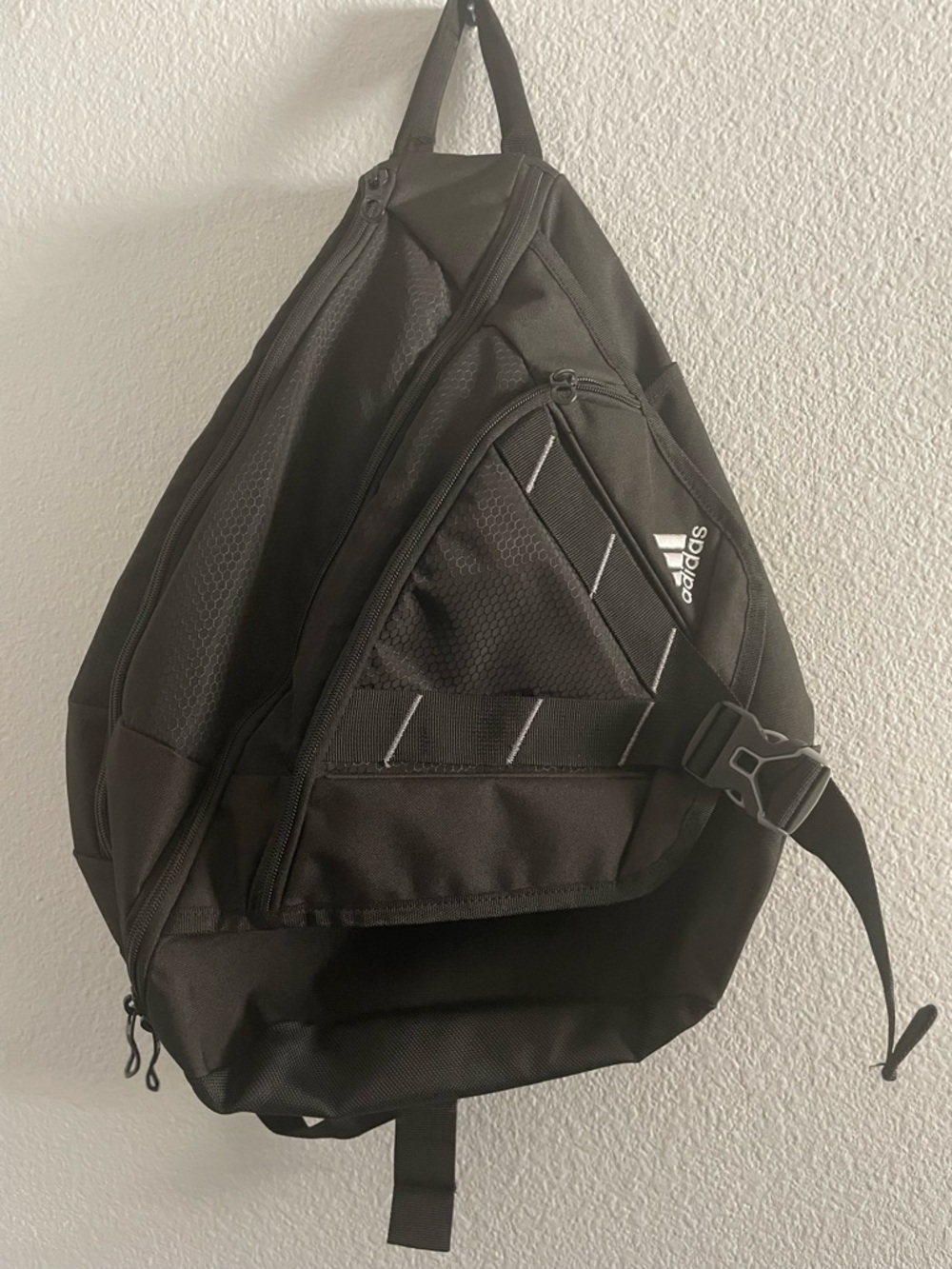 adidas Black Sling Backpack with Reflective Accents